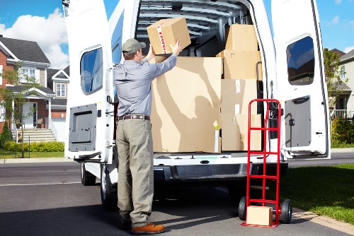 Professional man with van assisting with loading